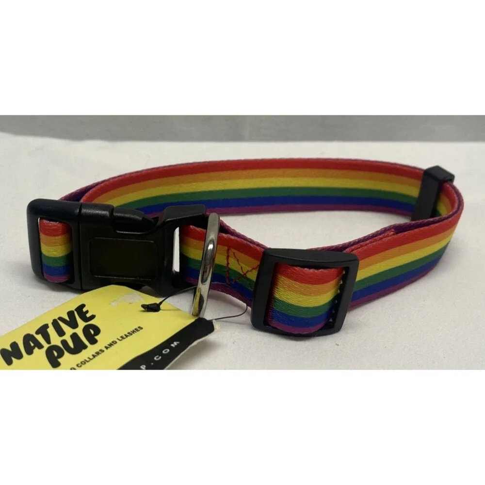 Large Adjustable Dog Native Pup Collar Slip-On Clip Rainbowcore Large New NWT